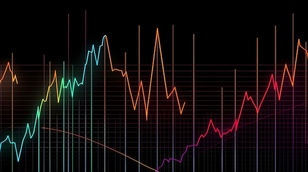 Mercado de tecnologia de negócios futuros investimento econômico e conceito de dinheiro fundo ou pano de fundo Bolsa de câmbio comum e de mercadorias com interface gráfica colorida