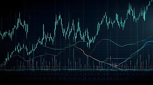 Mercado de tecnologia de negócios futuros investimento econômico e conceito de dinheiro fundo ou pano de fundo Bolsa de câmbio comum e de mercadorias com interface gráfica colorida