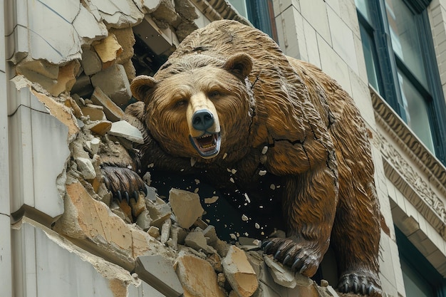 Foto mercado de urso desencadeado símbolo de turbulência econômica