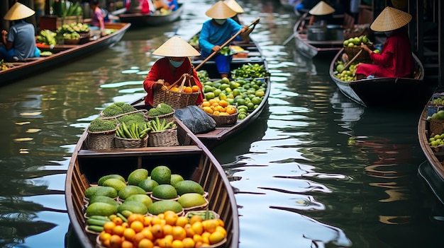 Mercado flotante del sudeste asiático