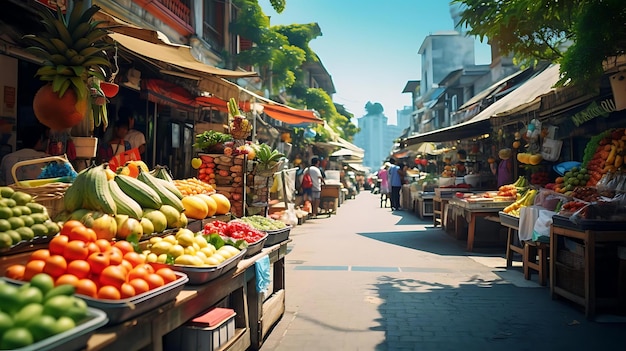 Un mercado de frutas en la ciudad.