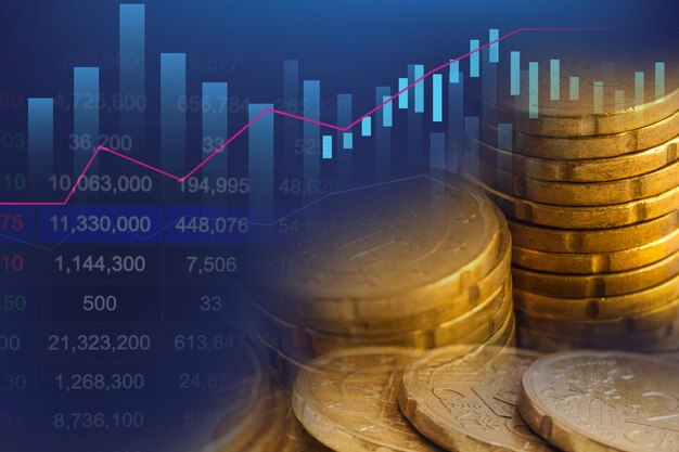 Mercado de inversión en acciones con gráfico