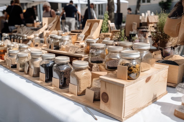 Mercado de residuos cero donde los consumidores pueden comprar productos sin envases ni plástico