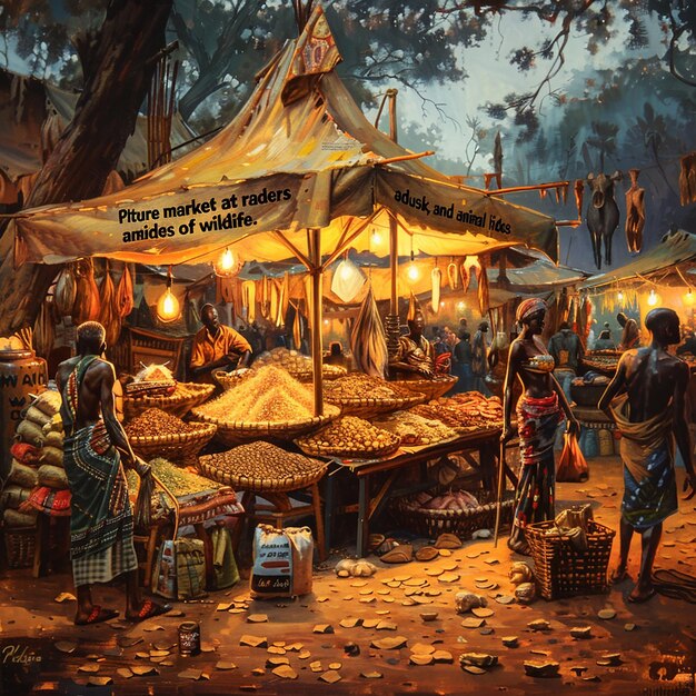 Foto el mercado de savanna al anochecer