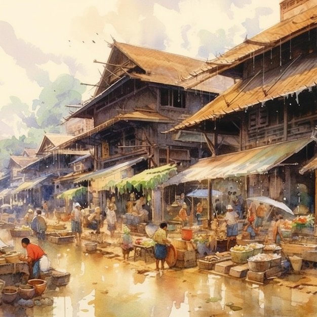 Mercado tradicional asiático