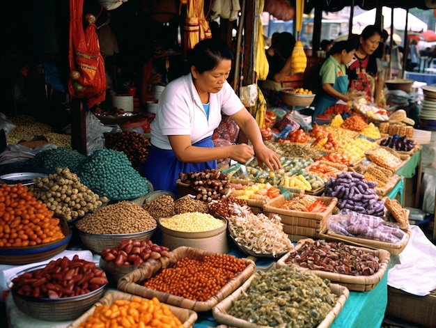 Mercado tradicional asiático