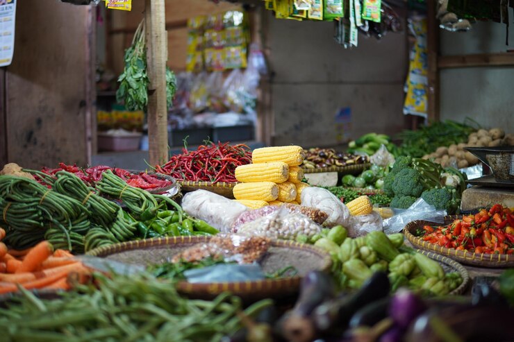Foto mercado tradicional indonésio
