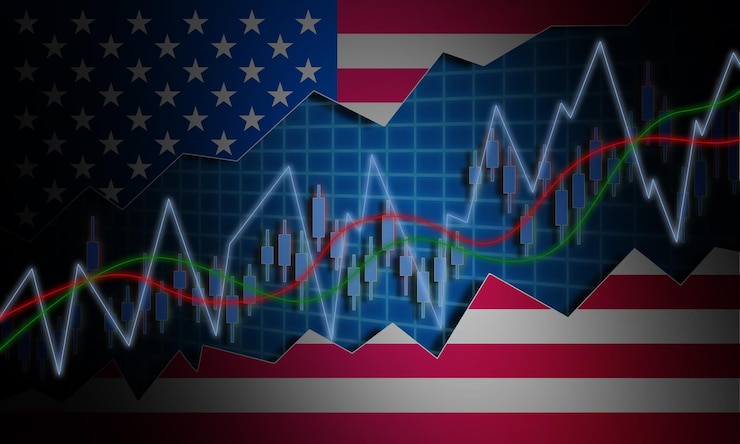 Foto mercado de valores de estados unidos con gráfico de velas