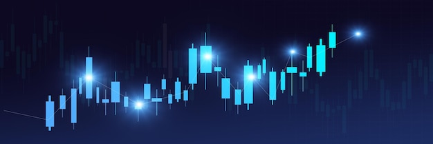Foto mercado de valores negocio vela palo gráfico gráfico inversión comercio sobre fondo azul gráfico punto alcista tendencia economía diseño financiero