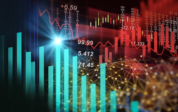 mercado de valores o gráfico de comercio de divisas y gráfico de velas adecuado para el concepto de inversión financiera