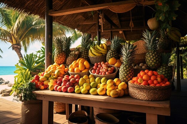 Foto mercados de frutas tropicais