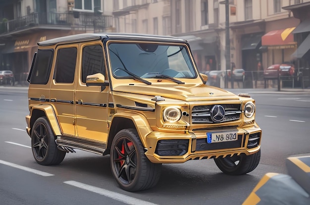 Foto un mercedes amg g 63 dorado