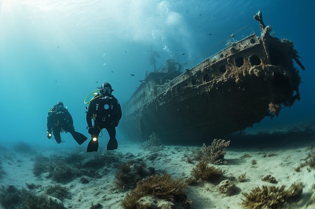 Mergulhadores exploram navios naufragados históricos