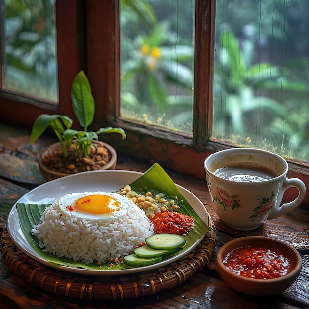 Foto mergulhe na delícia de um nasi lemak whi malaio