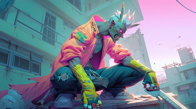 Mergulhe no esplendor visual da cena de ação cinematográfica com o Sunset Overdrive Character Unleash