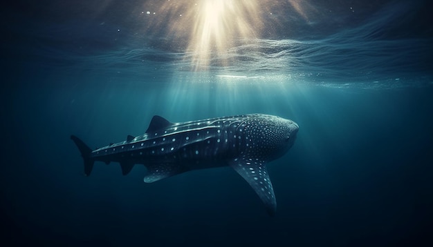 Foto mergulho em alto mar com arraia manta uma beleza da natureza gerada por inteligência artificial
