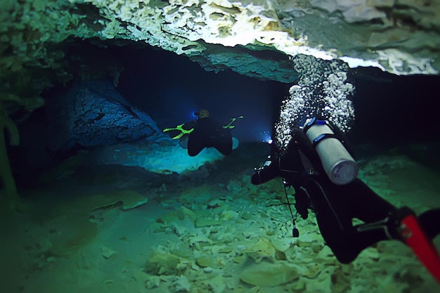 mergulho técnico em cavernas, esporte, alto risco de acidentes, medo de cavernas