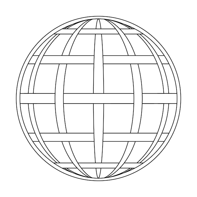 Meridiano entrelazado y paralelo del globo de la cuadrícula terrestre el globo de la línea de campo en la superficie de la cuadrícula de plantilla de vectores meridianos y paralelos