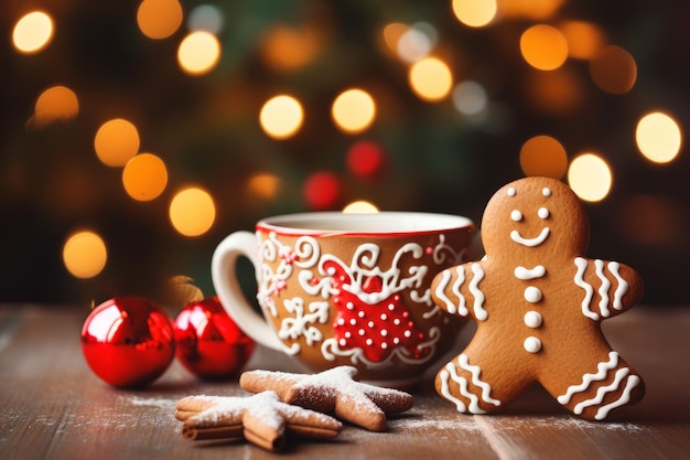 Merienda de galletas navideñas de pan de jengibre Decoración tratar Generar Ai