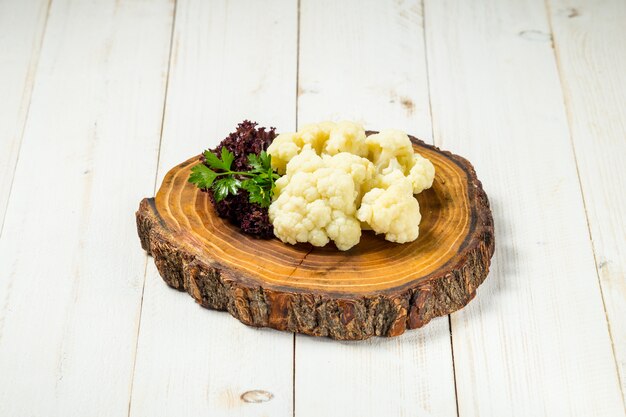 Merienda saludable coliflor hervida vegetal