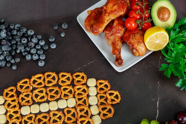 Meriendas del día del Super Bowl para ver un partido de fútbol, una fiesta para ver fútbol.