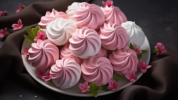 Foto meringue-kekse, ein köstliches dessert