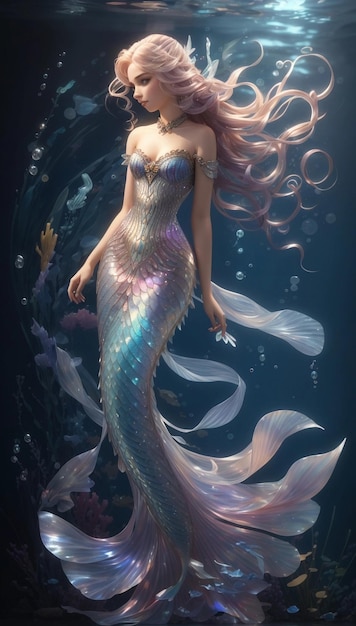 Foto mermaid majesty lustrous scales y ocean realm