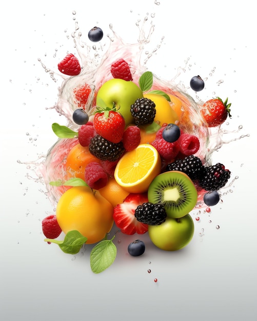 Mermelada de frutas mixtas salpicada de fotografía súper realista y ultra