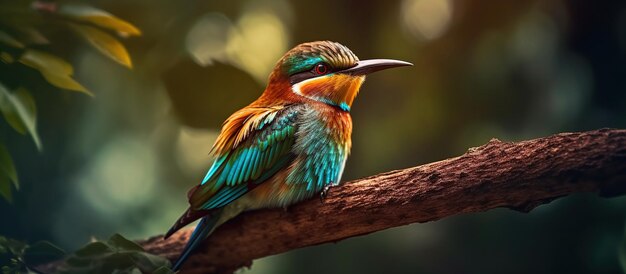 Merops apiaster closeup en una rama IA generativa