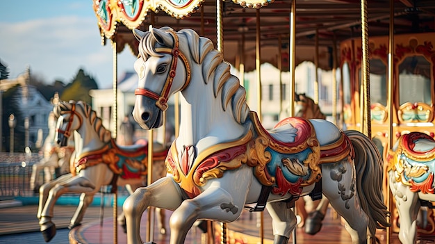 Merry go round caballos en carnaval