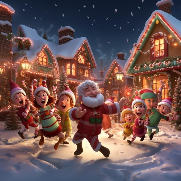 Merry Magic Un encantador encuentro con Papá Noel y sus elfos alegres en el capricho de Candy Cane Village