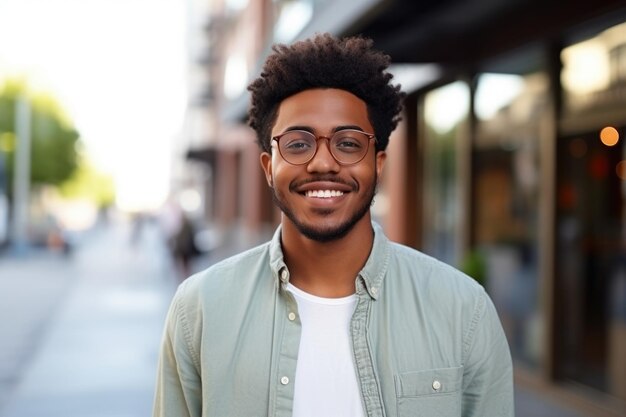 Foto mês da história negra retrato de homem preto confiante com espaço de cópia ai gerado