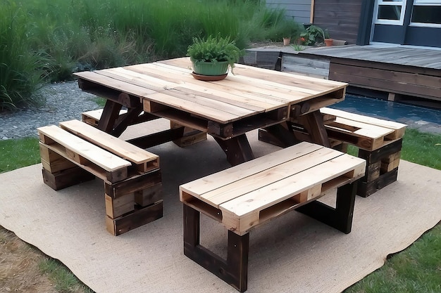 Mesa al aire libre de paletas de madera DIY