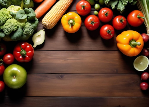 Foto mesa con algunas verduras frescas