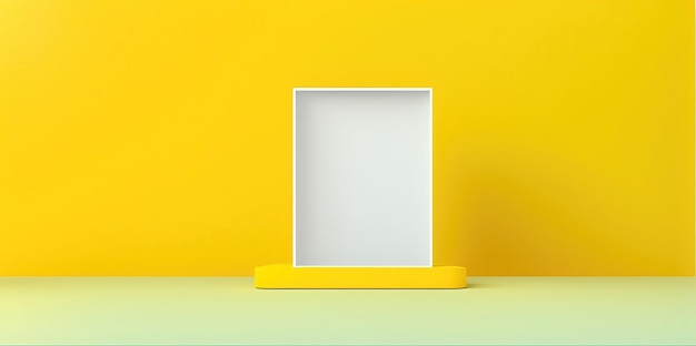 Mesa amarilla vacía para producto con fondo de pared amarillo