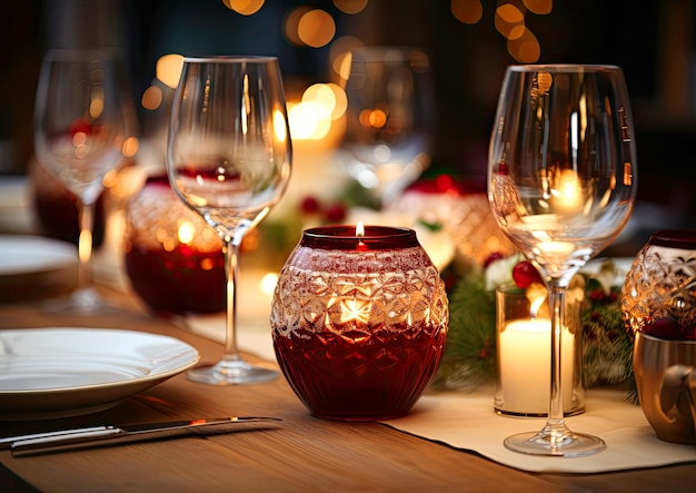 La mesa de Año Nuevo está cerca de la celebración de la cena de Navidad.