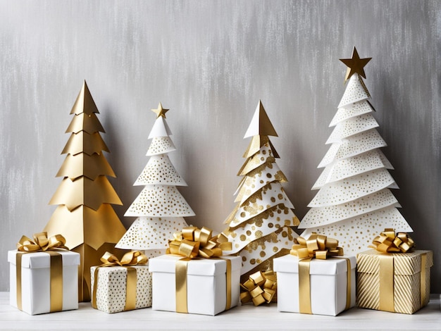 una mesa con un árbol de Navidad y un árbol de navidad en ella