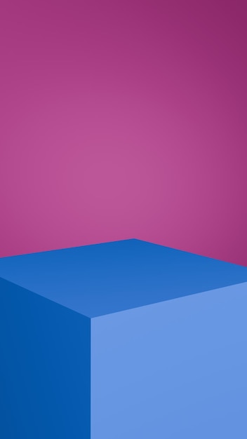 una mesa azul con una parte superior azul y un fondo púrpura