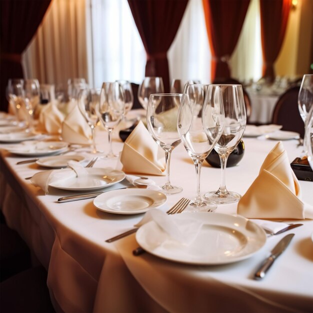 Mesa de banquete con servicio de restaurante