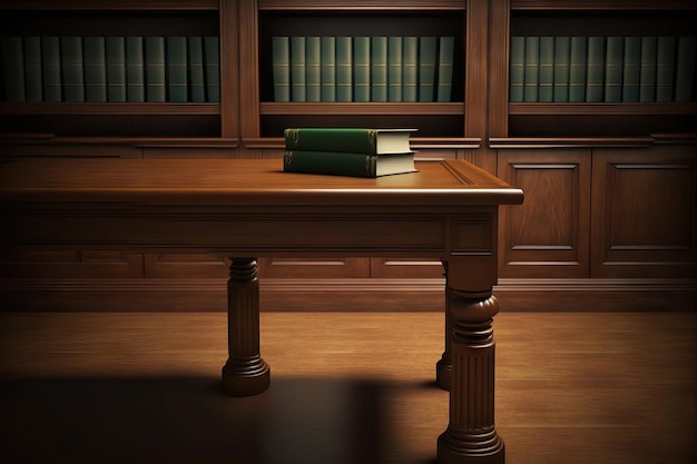 Mesa de biblioteca de madera en blanco