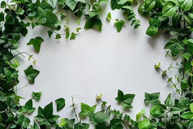 Foto una mesa blanca cubierta con muchas plantas verdes