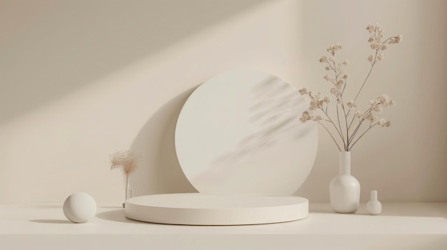una mesa blanca con una mesa blanca y un jarrón con flores en ella
