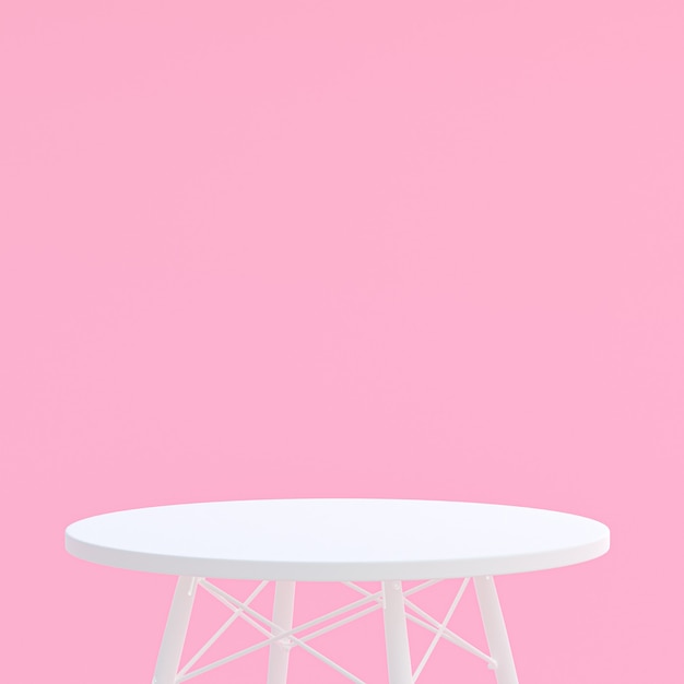Mesa branca ou suporte para produtos de exibição em rosa