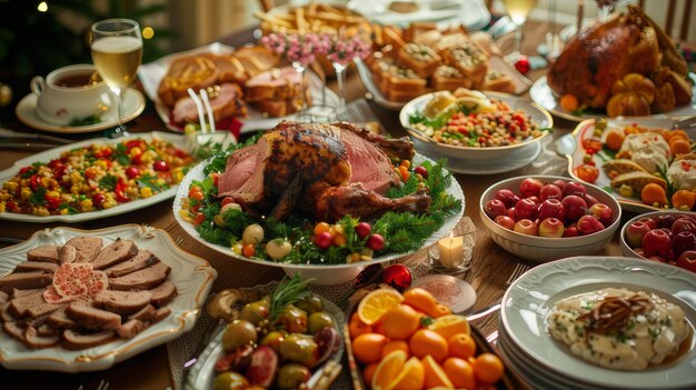 En la mesa de la cena festiva