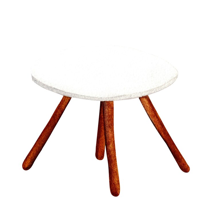 Foto mesa de centro ilustración de acuarela interior de la sala de estar con decoración de cojines de sofá clipart elementos de decoración del hogar sobre un fondo blanco