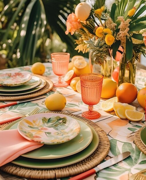 Foto mesa cheia de comida iconin foto arte vinho nascer do sol 4k