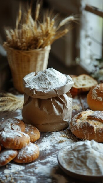 Mesa coberta de donuts de açúcar em pó