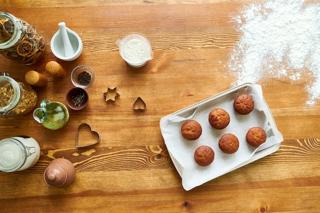 Foto mesa de cocina en panadería