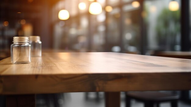 Mesa com espaço de limpeza para coisas no café no estabelecimento de nuvem Recurso criativo gerado por IA