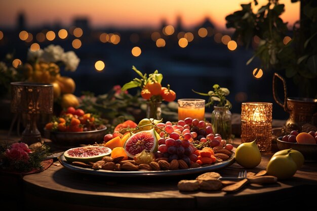 Foto mesa com variedade de frutas e bagas frescas conceito de alimentação saudável